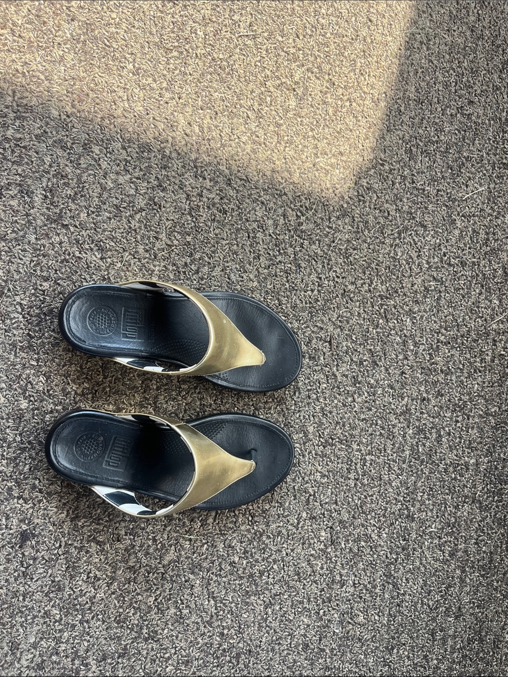Women’s Gold and Black Thong Sandals